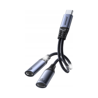 2w1 Adapter przejściówka ładowarka + słuchawki USB-C do 2x USB-C czarny