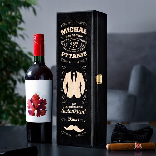 PROŚBA O ŚWIADKOWANIE SKRZYNKA NA WINO Z GRAWEREM PREZENT DLA ŚWIADKA IMIĘ na Arena.pl