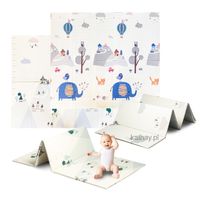 Dwustronna edukacyjna piankowa mata dziecięca XXL 180x200 cm - słonik