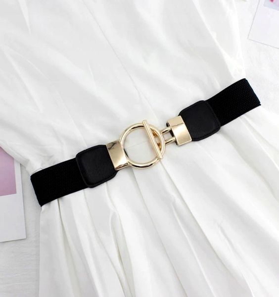 Pasek Czarny Gumowy Do Sukienki Elastyczny Złoty zdjęcie 4