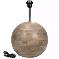 LAMPA DREWNIANA BOHO 47cm kula stołowa stojąca nocna biurkowa do salonu