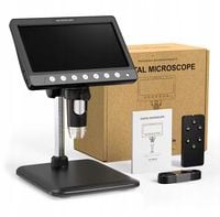 PROFESJONALNY MIKROSKOP CYFROWY x1200 KAMERA FOTO MONITOR HD 7'' USB 8x LED