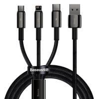 kabel przewód 3w1 usb usb-c iphone lightning microusb 3.5 a 1.5 m czarny