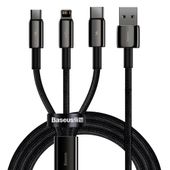 kabel przewód 3w1 usb usb-c iphone lightning microusb 3.5 a 1.5 m czarny