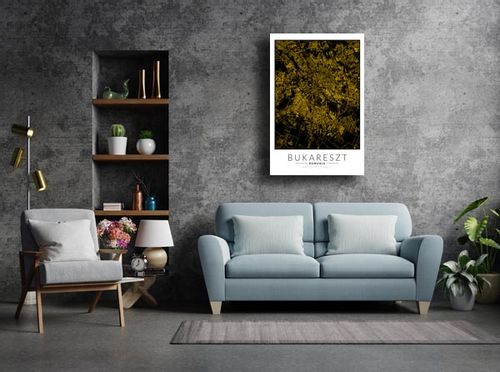 Bukareszt złota mapa - obraz na płótnie 60x80 cm na Arena.pl