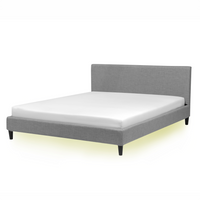 Łóżko tapicerowane LED 160 x 200 cm szare FITOU