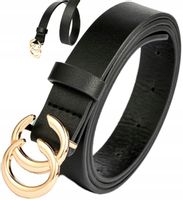 Skórzany Damski Pasek Elegancki Klamra Złota