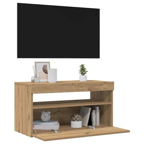 Szafka pod TV z oświetleniem LED, dąb artisan, 75x35x40 cm na Arena.pl