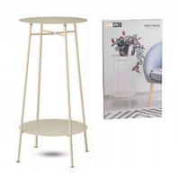 Stolik kawowy boczny pomocniczy kremowy 35x60 cm dwupoziomowy do salonu