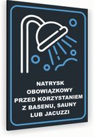 Tabliczka znak informacyjny 20x15 Antracyt NATRYSK OBOWIĄZKOWY Nierdzewna