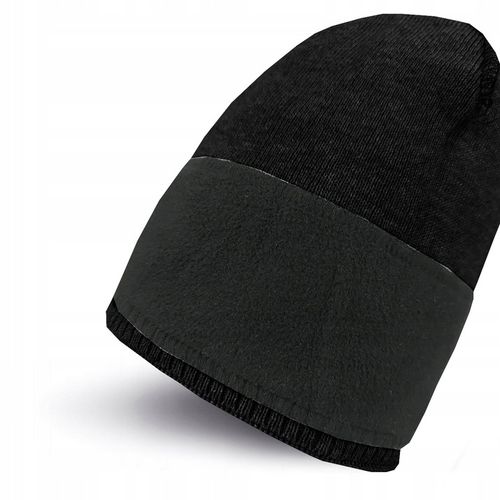 CZAPKA MĘSKA zimowa CIEPŁA DWUWARSTWOWA na POLARZE OCIEPLANA klasyk CZARNA na Arena.pl