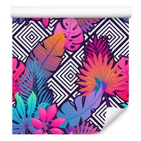 Tapeta kolorowe nowoczesne liście na korytarz