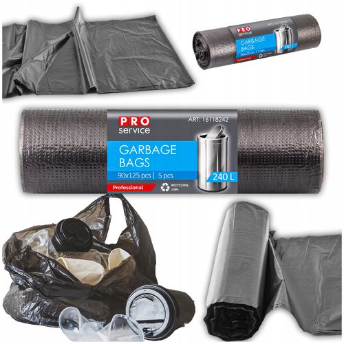 Worki Na Śmieci PRO 90x125 Czarne LD 240L 5 szt. na Arena.pl