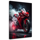 Obraz do salonu biura pokoju nastolatka, Czerwony Motocykl Motor