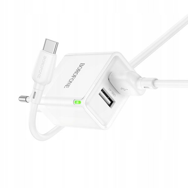 Ładowarka sieciowa (2xUSB - 2,1A, z kablem USB na Typ C) BOROFONE zdjęcie 1