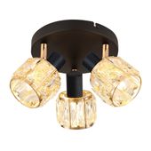 Dubai lampa sufitowa plafon czarny 3x40W E14 klosz różowy złoty kryszt tran