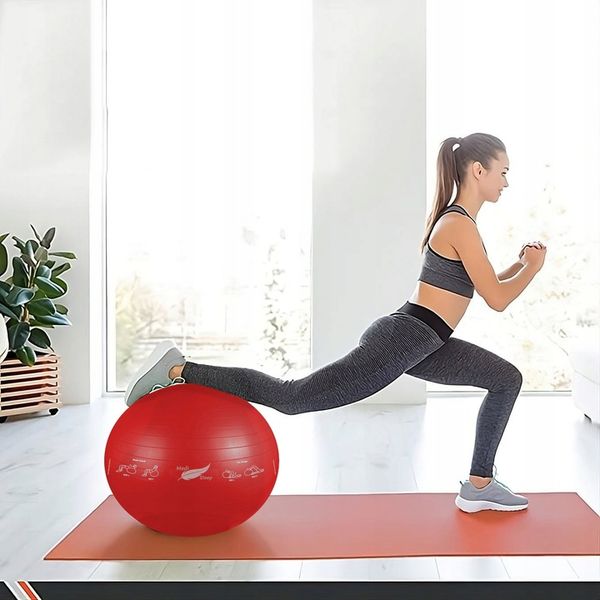 PIŁKA GIMNASTYCZNA REHABILITACYJNA DO ĆWICZEŃ FITNESS ZESTAW Z POMPKĄ 65cm zdjęcie 3