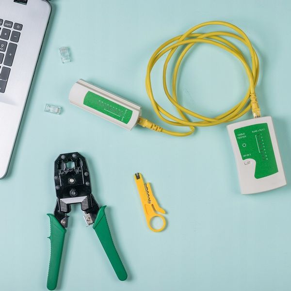 Tester RJ45 Zaciskarka Sieciowy Wciskacz Zestaw do Kabli Stripper Etui Wtyk zdjęcie 11