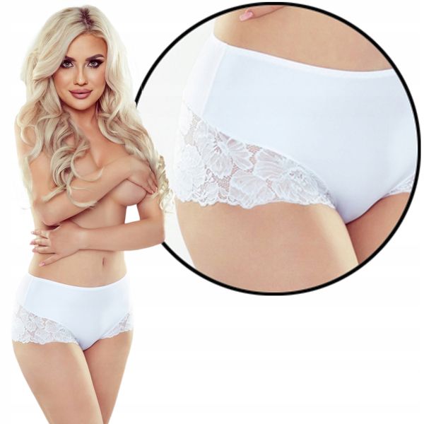 Ewana 055 Pełne koronkowe Figi Damskie Biały XL zdjęcie 4