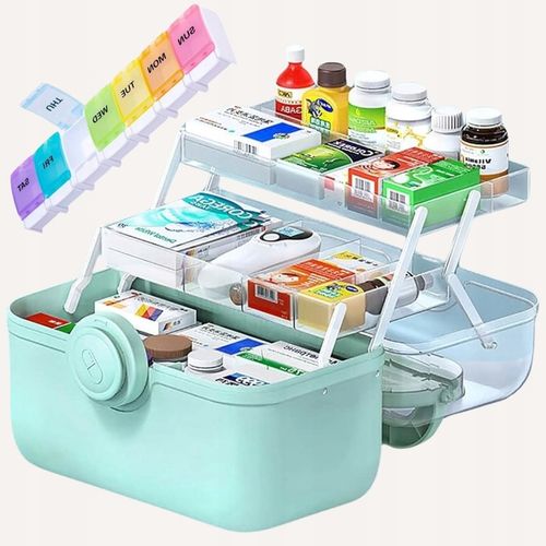 ORGANIZER NA LEKI POJEMNIK ZAMYKANY PUDEŁKO KASETKA APTECZKA 34x23x22 cm XL na Arena.pl