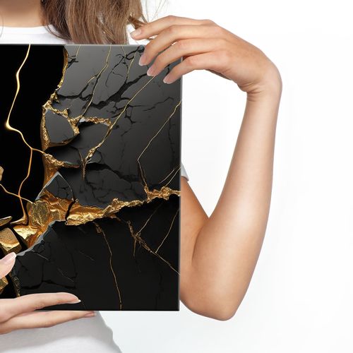 Obraz Canvas Do Jadalni Czarny MARMUR Abstrakcja Efekt 3D 100cm x 70cm na Arena.pl