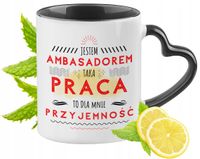 Dla Ambasadora Kubek Czarny Z Uszkiem W Kształcie Serca Na Prezent