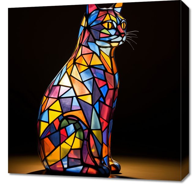 Obraz 60x60cm Koci Witraż zdjęcie 1