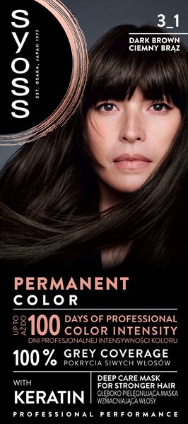SYOSS PERMANENT COLOR FARBA DO WŁOSÓW TRWAŁA NR 3_1 CIEMNY BRĄZ 1 SZT zdjęcie 3