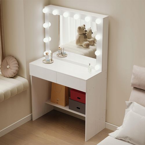 TOALETKA KOSMETYCZNA DO MAKIJAŻU WIZAŻU Z LUSTREM LED NOWOCZESNA LOFT GLAMO na Arena.pl