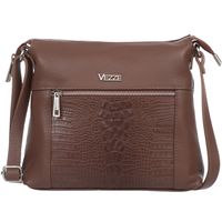 VEZZE torebka damska skórzana listonoszka kroko z paskiem V022 brązowa