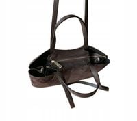 Czekoladowa zamszowa torebka brązowa shopper XL ZAMSZ NATURALNY łódka