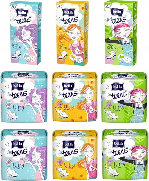 Pakiet Podpaski ze skrzydełkami i wkładki Bella for Teens dla nastolatek zdjęcie 1