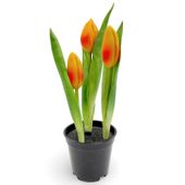 TULIPANY SILIKONOWE POMARAŃCZOWE SZTUCZNE TULIPANY GUMOWE W DONICZCE