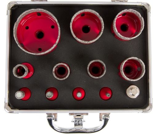 WIERTŁA DIAMENTOWE OTWORNICE DO GRESU 6-68MM ZESTAW OTWORNIC W WALIZCE 12EL na Arena.pl