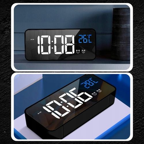 BUDZIK ELEKTRONICZNY ZEGAR LED CYFROWY STOJĄCY TERMOMETR ALARM DATA + USB na Arena.pl