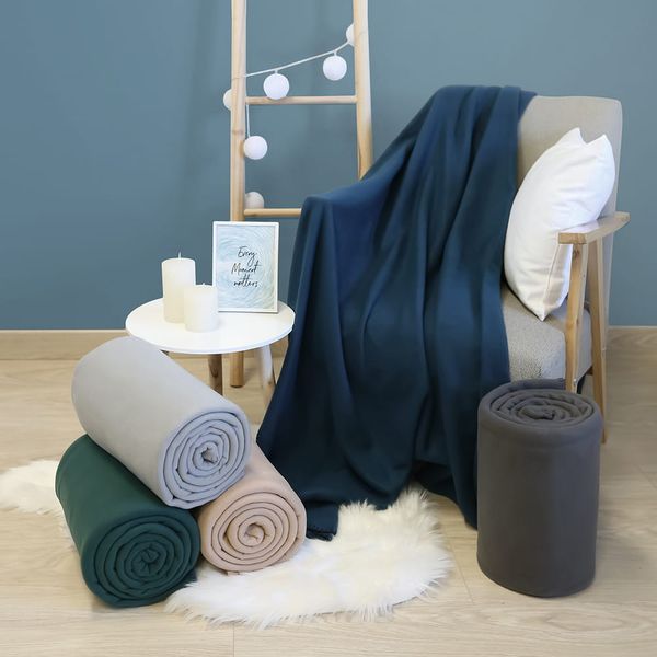 Koc polarowy LUKKA 150x200 kolor ciemna zieleń zdjęcie 5