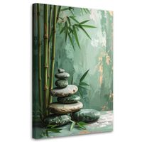 Obraz nowoczesny do salonu sypialni, Kamienie zen liście 70x100
