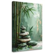 Obraz nowoczesny do salonu sypialni, Kamienie zen liście imitacja