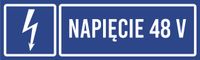Tabliczka informacyjna - Napięcie 48 V grawer piktogram 20x6 cm