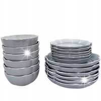 SERWIS OBIADOWY DLA 6 OSÓB 18 EL SZARY BŁĘKITNY CERAMICZNY KOMPLET TALERZY