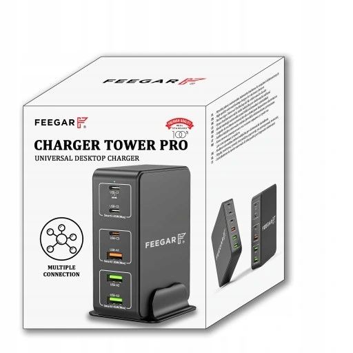 Ładowarka sieciowa Feegar Tower PRO 140W 6x USB Typ C zdjęcie 2