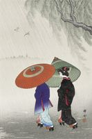 Plakat 40x60cm Two Women in The Rain, Koson Japoński Vintage do Salonu