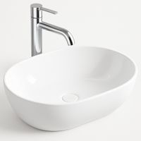 UMYWALKA NABLATOWA CERAMICZNA STAWIANA BIAŁA OWALNA DUŻA POŁYSK 49 x 35 CM