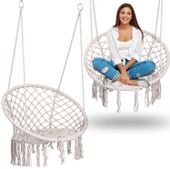 Fotel ogrodowy wiszący huśtawka BOHO beżowy