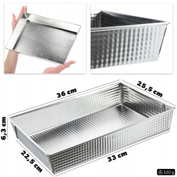 BLACHA FORMA DO PIECZENIA OCYNOWANA 36x25x6cm zdjęcie 3