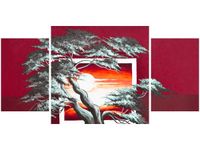 80X40CM KARMAZYNOWY ZACHÓD SŁOŃCA TRÓJ OBRAZ