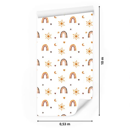 Tapeta Ścienna Do Pokoju Dziecka TĘCZE Gwiazdy Słońce Akwarela Styl Boho na Arena.pl