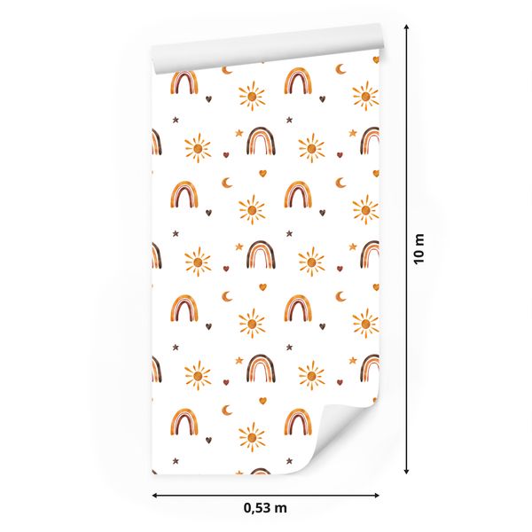 Tapeta Ścienna Do Pokoju Dziecka TĘCZE Gwiazdy Słońce Akwarela Styl Boho zdjęcie 4