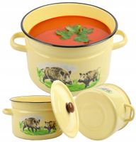 GARNEK EMALIOWANY 9 L Z POKRYWKĄ WZÓR DZIK DO GOTOWANIA POTRAW PRZETWORÓW