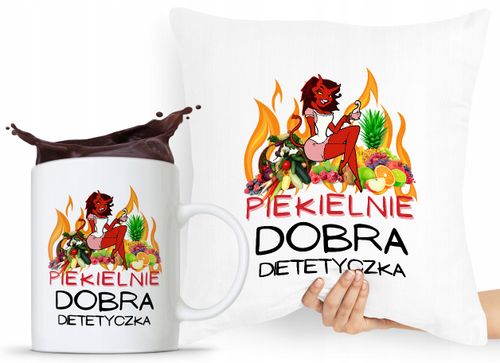 Zestaw Poduszka + Kubek Dla Dietetyka Dietetyczki Z Nadrukiem Ze Zdjęciem na Arena.pl